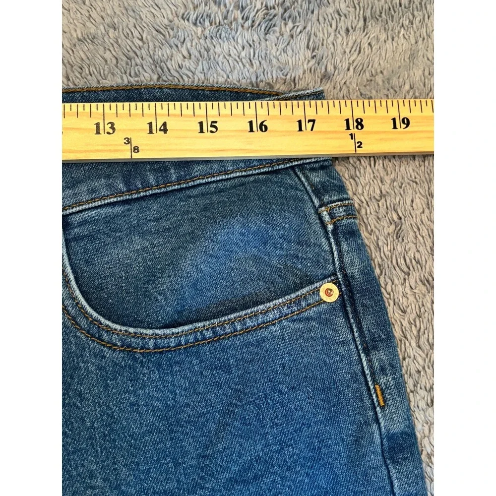 J Crew Jeans Womens 32P Essential Straight High Rise Blue Denim Re-Imagined